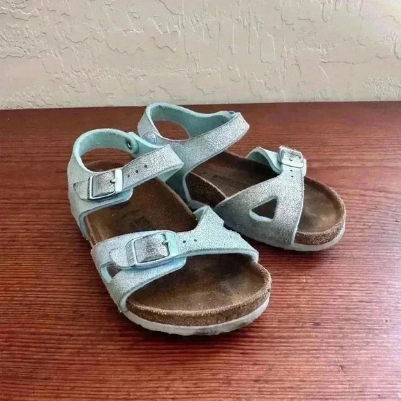 Birkenstock Blue Rio Strap Sandals Shiny Size 26 Girls - Picture 1 of 8
